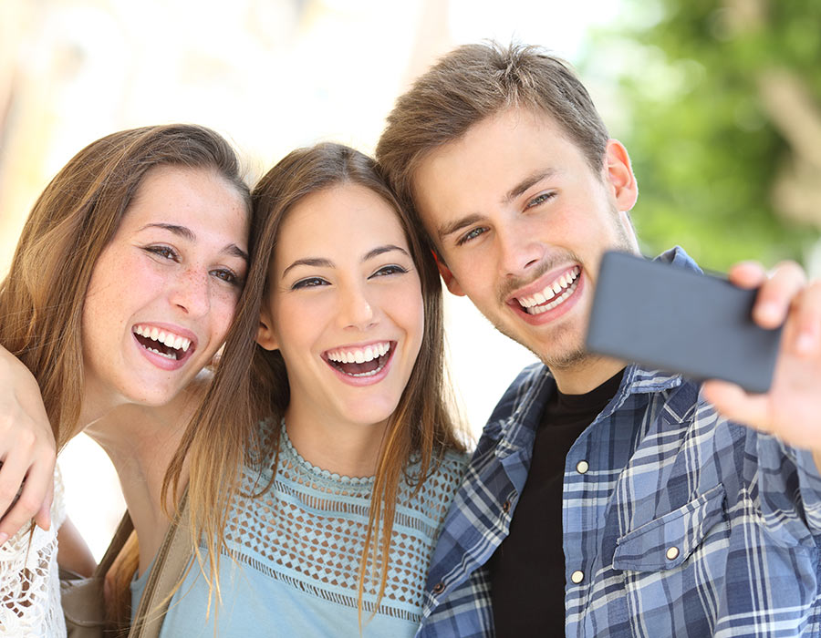 Friends smiling together